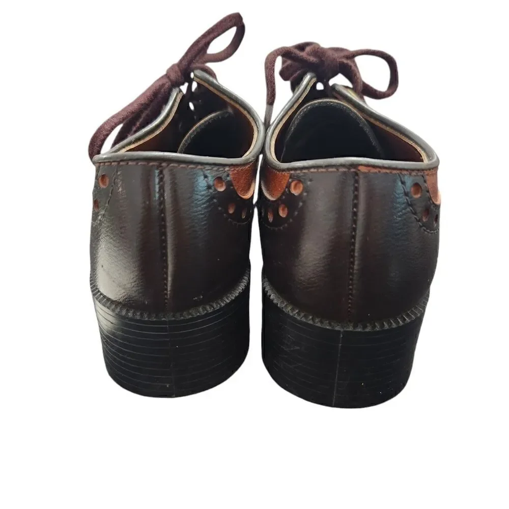Vintage Oxford Shoes Kids 13.5 Robinson Crusoe Brown Leather Brogues Lace Up